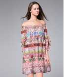 Printed off-the-shoulder silk crepe mini dress